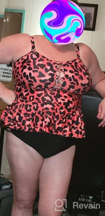 img 1 attached to Yonique Peplum Tankini Plus Size Swimsuits For Women With Tummy Control And High Waisted Swimwear In Two Pieces review by Que Wade