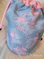 img 1 attached to Flamingo Barrel Drawstring Makeup Bag - Perfect Travel Companion For Women And Girls review by Daionte Simpson