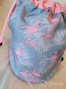 img 8 attached to Flamingo Barrel Drawstring Makeup Bag - Perfect Travel Companion For Women And Girls