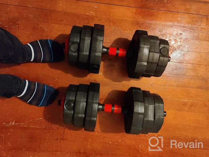 img 1 attached to Arespark Adjustable Dumbbells Barbell Set, 55LB Free Weights Barbells Set, Dumbbell Combination Weightlifting 3 In 1 Fitness Equipment With Connecting Rod For Gym Home Office review by Udders Sharma