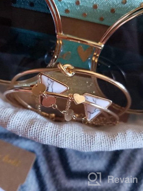 img 1 attached to Chic and Stylish 19pcs Stackable Open Cuff Wrap Bangle Bracelets: 🌸 Rose Gold & Gold Bracelet Set for Women, Perfect Gifts for Girls review by Demetrius Holt