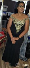 img 6 attached to Off Shoulder Long Gold Lace Applique Mermaid Prom Dress Formal Evening Gowns