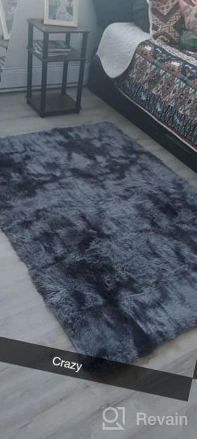 img 1 attached to Black Soft Shag Faux Fur 3X5 Area Rug Non-Slip Plush Fluffy Comfy Rugs For Bedroom Living Room Babys Care Crawling Carpet review by Brian Healy