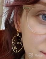 img 1 attached to Face Abstract Gold Statement Earrings - Mookoo 3 Pair Vintage Hypoallergenic Dangle Stud For Girls Teens Women review by Brandon Patterson