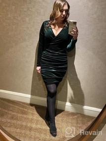 img 8 attached to FENSACE Women'S Wrap V-Neck Velvet Dress - Long Sleeve Cocktail Party Ruched Bodycon