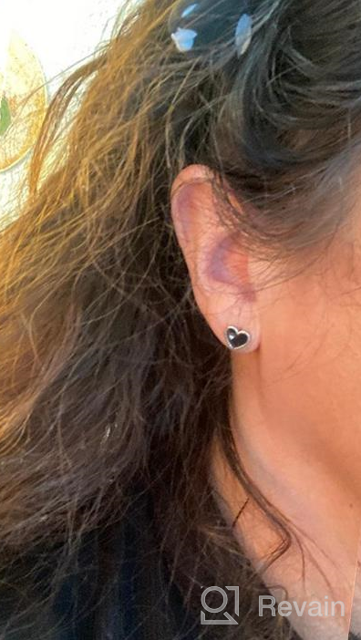 img 1 attached to 💖 Qings Rose Gold Black Heart Stud Earrings: Stunning 925 Sterling Silver Jewelry with Exquisite Sparkling Star Cubic Zirconia - Perfect Birthday Gift for Women and Girls review by Diana Kemmler