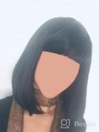 img 1 attached to Black Bob Wig With Auburn Brown Strips - Heat Resistant Synthetic Hair For Women With Bangs - Ideal For Black Women - Kalyss review by Porfirio Newitt