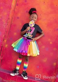 img 6 attached to Colorful Ruffled Tiered Tulle Mini Rainbow Tutu 🌈 Skirt with Bow - Girls' Layered Skirt Dance Dress