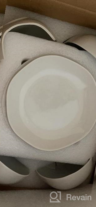 img 1 attached to LE TAUCI Grey Ceramic Dinnerware Set For 4 - 12-Piece Set With 10" Dinner Plates, 8" Salad Dishes, And 22 Oz Bowls - Ideal Housewarming Or Wedding Gift - Dishwasher, Microwave, And Oven Safe review by Miguel Escobar