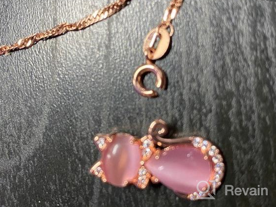 img 1 attached to 🐱 Uloveido Cute Cat Jewelry Set: Pink Crystal Stud Earrings and Pendant Necklace for Trendy Teen Girls Y404 review by Vaibhav Karger