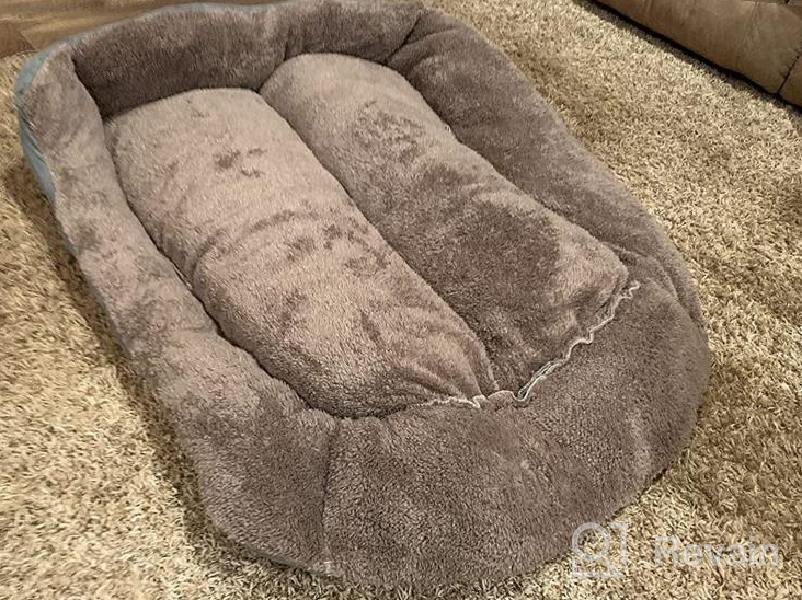 img 1 attached to PUPPBUDD Comfortable and Machine Washable Dog Bed for Large Dogs - Rectangle Dog Sofa with Nonskid Bottom Ideal for Medium and Multiple Large Dogs review by Dustin Ferguson