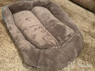 img 1 attached to PUPPBUDD Comfortable and Machine Washable Dog Bed for Large Dogs - Rectangle Dog Sofa with Nonskid Bottom Ideal for Medium and Multiple Large Dogs review by Dustin Ferguson