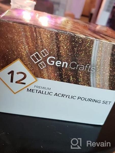 img 1 attached to 12 Metallic Acrylic Pouring Paints By GenCrafts - Pre-Mixed High Flow And Ready To Pour - 2 Oz./59 Ml Bottles - Ideal For Canvas, Paper, Wood, Rocks, And More - Versatile Multi-Purpose Paint Set review by Brad Cao