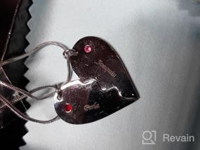 img 6 attached to Персонализированное ожерелье-головоломка в виде сердца из нержавеющей стали с камнями и пользовательской гравировкой имени от Valyria