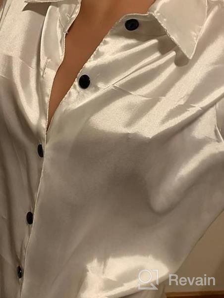 img 1 attached to Satin Silk Button Down Nightgown For Women - 3/4 Sleeve Sleepshirt By SWOMOG review by Anna Alcala