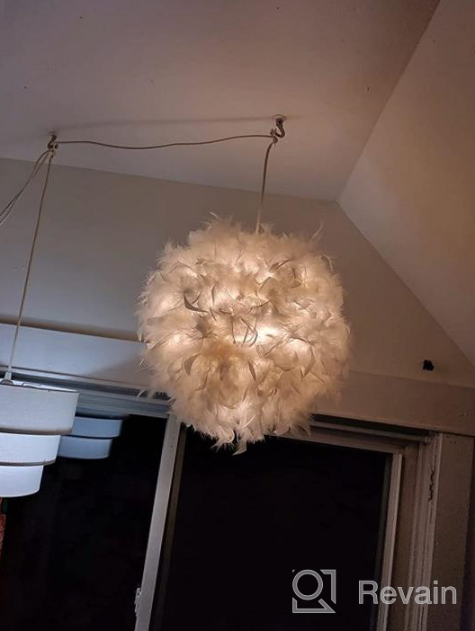 img 1 attached to Waneway 11.8 Inches White Feather Lamp Shade for Ceiling Pendant Light, Table Lamp, and Floor Lamp - Ideal for Living Room, Bedroom, Wedding, or Party Decoration review by Mdl Thurston