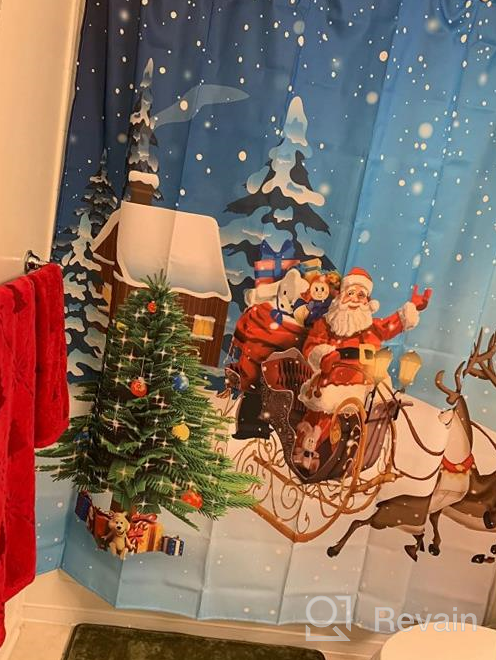 img 1 attached to LIVILAN Winter Shower Curtain Christmas Deer Reindeer Holiday Shower Curtain With 12 Hooks Snow Christmas Decoration, 72" W X 72" H review by Solomon Baron