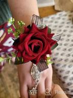 img 1 attached to Stunning Wine Red Corsages For Weddings And Proms: Campsis 2PCS Wedding Wrist Flower Set review by Ruth Haiar
