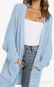 img 7 attached to YIBOCK Chunky Cable Knit Kimono Cardigan: Women's Long Batwing Sleeve Open Front Sweater