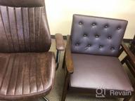 картинка 1 прикреплена к отзыву Mid-Century Retro Modern Solid Wood Armrest Accent Chair - Faux Leather Tufted Back Upholstery, Living Room Furniture (Black 8325) By JIASTING от Daniel Jackson