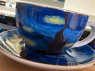 img 1 attached to Coffeezone Vincent Van Gogh Art The Starry Night Porcelain Latte Art Coffee Cup Saucer (Latte 10 Oz) review by Devon Dober