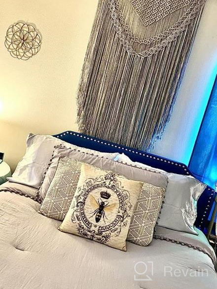 img 1 attached to Sleep In Style: Mecor'S Blue Linen Queen Platform Bed With Curved Nailhead Detail And Height-Adjustable Headboard review by Tiffy Andreani