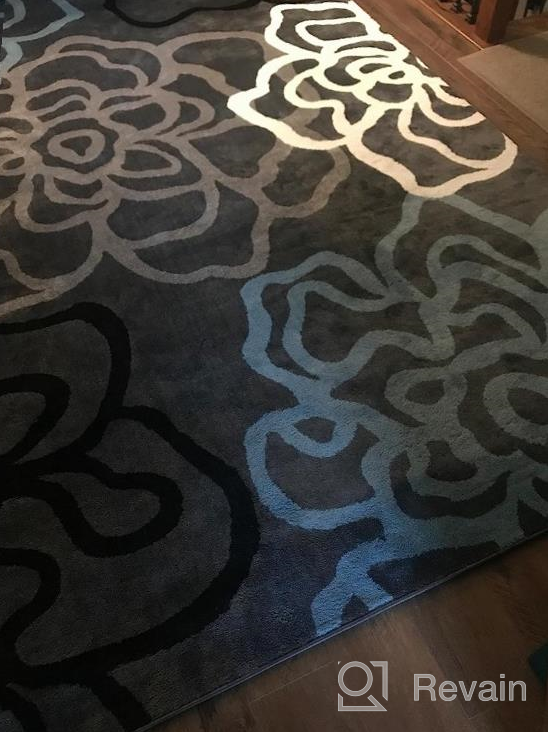 img 1 attached to Modern Abstract Floral Soft Area Rug With Easy Maintenance For Home And Office - 5' 3" X 7' 3," Ideal For Living Room, Bedroom, And Kitchen Decor In Elegant Gray Shade. review by Kyle Tebow