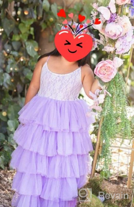 img 1 attached to Maxi Tulle Party Dress For Girls - Strap Lace Tiered Flower Girl Dresses review by Steve Linquist