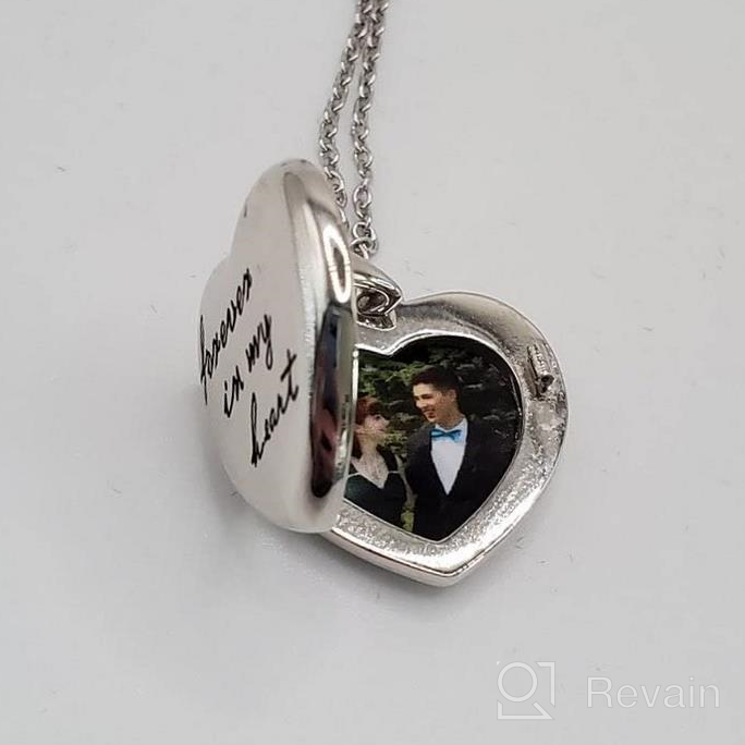 img 1 attached to Personalized 925 Sterling Silver Forever In My Heart Locket Necklace - Holds Pictures | Photo Picture Locket Necklace for Women & Girls review by Robert Gomatham