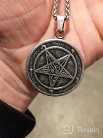 img 5 attached to Кулон с сатанинским символом - ожерелье PJ Jewelry с пентаграммой Люцифера, пломбированное стальное кольцо с бесплатной цепочкой длиной 20