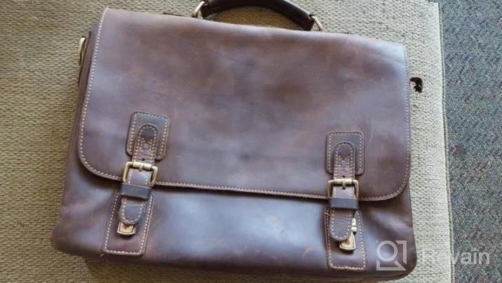img 1 attached to Kattee Men'S Leather Satchel Briefcase, 15.6" Laptop Messenger Shoulder Bag Tote review by Carl Higdem