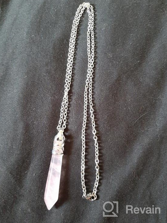 img 1 attached to 💖 Authentic Pink Crystal Reiki Hexagonal Healing Pendant | Sweater Necklace with Stainless Steel Chain review by Paul Ruberto