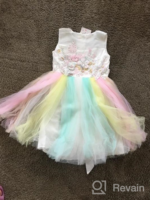 img 1 attached to 🌈 Meiqiduo 2-14T Rainbow Flower Girls Dress with Tulle, 3D Embroidery, Ideal for Princess Party, Birthday, and Formal Occasions review by Joe Taniguchi