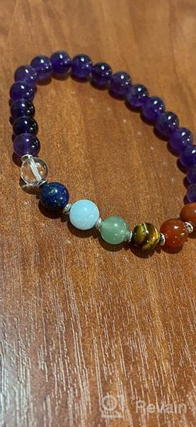 img 1 attached to Cherry Tree Collection Chakra Stretch Bracelet: Genuine 8mm Gemstones, Sterling Silver Spacers. Perfect for Men/Women. Choose from Small, Medium, or Large Sizes! review by Jeff Remol