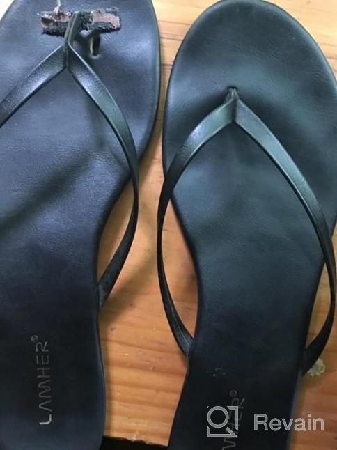 img 1 attached to 👣 LAMHER Women’s Flat Thong Flip Flops: Trendy Thin Strap Slip-On Sandals for Stylish Beach Casual Look review by Isaac Islam