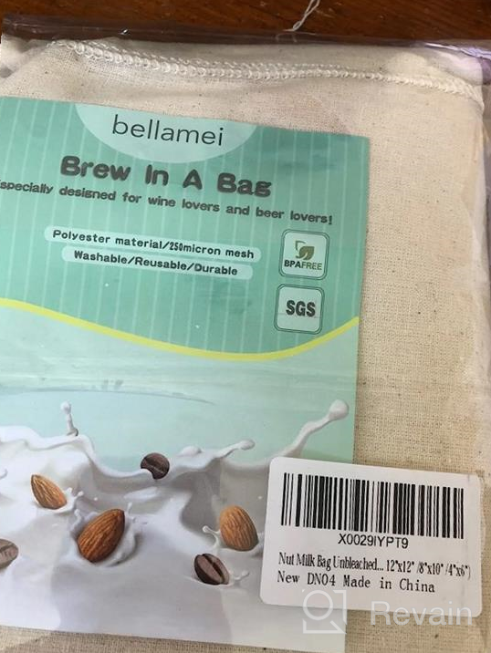 img 1 attached to Organic Cotton Nut Milk Bag Cheesecloth Bags - Reusable For Almond Milk, Juice, Cold Brew Coffee, Tea, Yogurt, Cheese, Bone Broth, And Sprouting (2 Pack) By Bellamei review by William Wiley