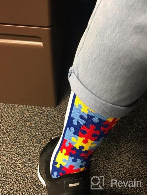 img 1 attached to Autism Awareness Puzzle Heart Over The Calf Socks by MadSportsStuff review by Jason Wesley