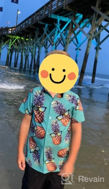 img 1 attached to UNICOMIDEA Boys Aloha Button Down Dress 👦 Shirt with 3D Hawaiian Print for Ages 2-14 review by Peter Boisvert