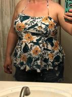 img 1 attached to Floral Print Tummy Control Tankini Set: ADOME Women'S Swimwear With Ruffle Halter In XS-3XL review by Bruce Garner