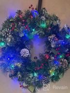 img 1 attached to 24 Inch Prelit Christmas Wreath With Timer, Multi-Color Lights, Pine Cones And Red Berries For Front Door Wall Windows Xmas Decoration By SHareconn review by Tommy Penn