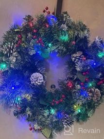 img 5 attached to 24 Inch Prelit Christmas Wreath With Timer, Multi-Color Lights, Pine Cones And Red Berries For Front Door Wall Windows Xmas Decoration By SHareconn