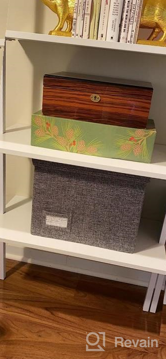 img 1 attached to Grey Linen Filing Storage Hanging File Folders With Lids - Set Of 4 Collapsible Decorative Office Cabinet Letter Size Boxes (14X9.3X10.8 Inch) By PRANDOM review by Frank Bruton
