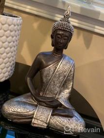 img 7 attached to 6" Black Polystone Buddha Sculpture With Engraved Carvings And Relief Detailing - Deco 79