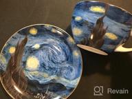 img 1 attached to Coffeezone Vincent Van Gogh Art The Starry Night Porcelain Latte Art Coffee Cup Saucer (Latte 10 Oz) review by Sam Calderon