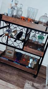img 5 attached to Rustic Brown Bar Cart With Lockable Castors, Adjustable Feet, And Storage Shelves - Ideal For Parties, Entertaining, And Hosting - Includes Wine Glass Hooks And Easy Assembly