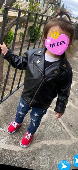 img 1 attached to Toddler Boys Girls Faux Leather Motorcycle Jackets Coat, Winter Outwear for 1-5 Years review by Branden Type