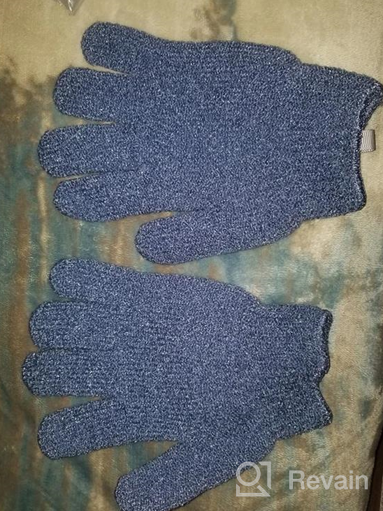 img 1 attached to Exfoliating Bath Gloves For Women & Men | Spa Dead Skin Remover Mitts With Hanging Loop | Nylon Moderate Exfoliation (1 Pair, 2 Gloves) review by Kevin Huot