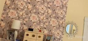 img 6 attached to 17.7In X 9.8Ft HAOKHOME Peel &amp; Stick Wallpaper - цветочные винтажные розы пионы контактная бумага съемная черная/бежевая/оливковая самоклеящаяся фреска (93242-1)