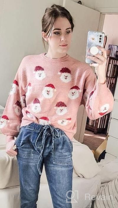 img 1 attached to Comfy Crewneck Long Sleeve Knitted Christmas Pattern Sweater For Women By Miessial review by Jay Matlock