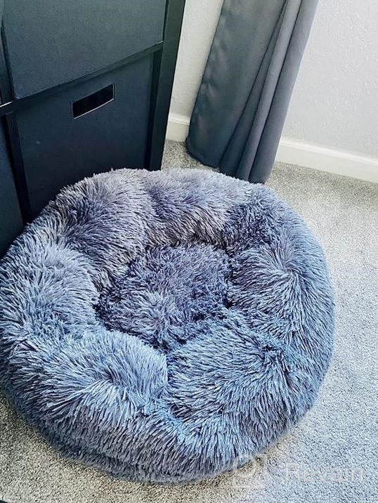 img 1 attached to Topmart Plush Calming Dog Bed: Washable Cat Donut Bed For Small Dogs & Cats - Anti-Anxiety Faux Fur Donut Cuddler - 30" × 30" Beige review by Dany Meadows